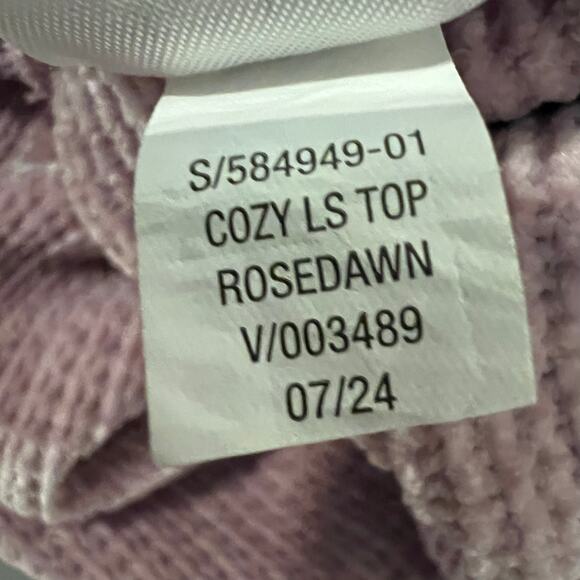 Old Navy rose dawn size L crop long sleeve button front Deep V knit Chenille top - Picture 7 of 7